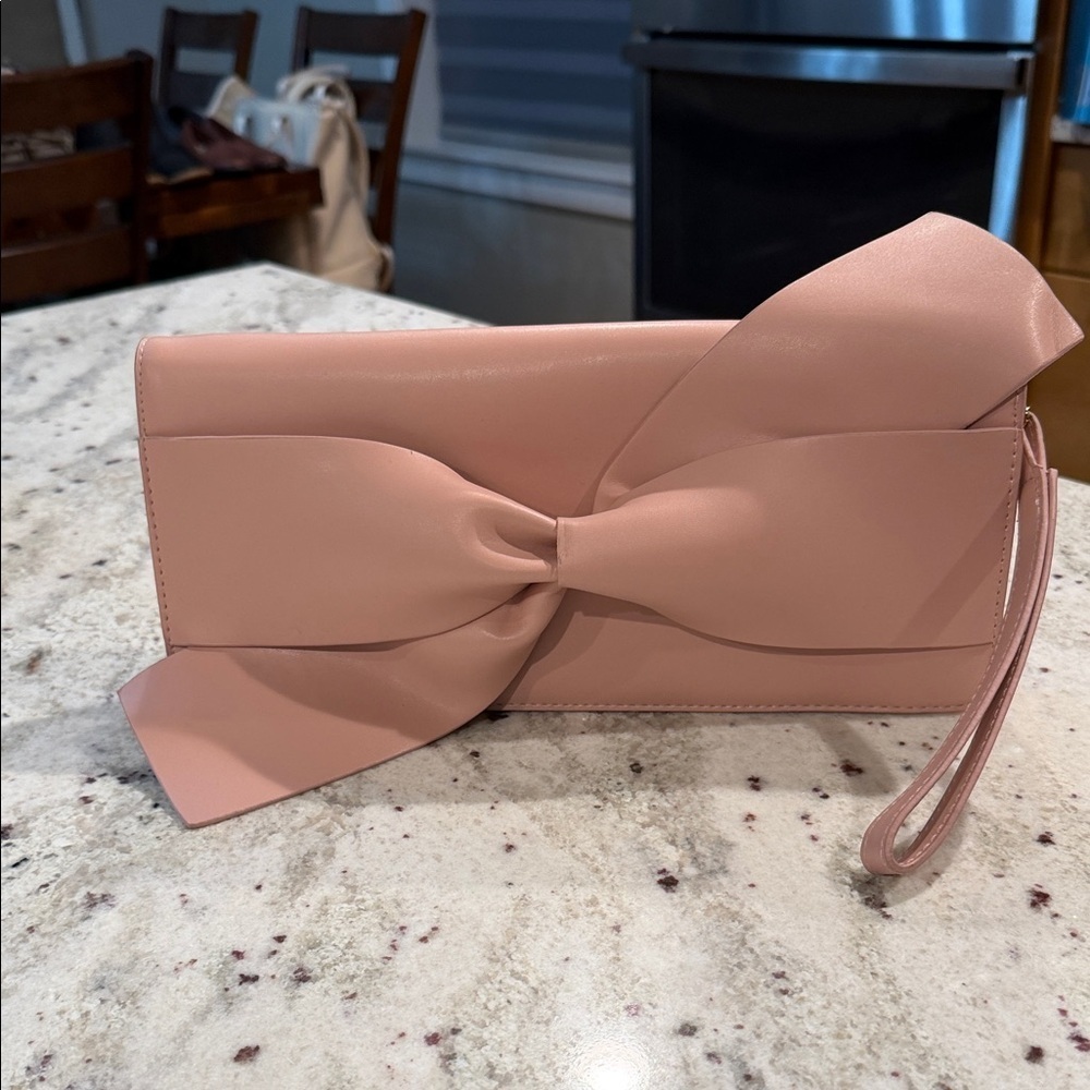 a new day Blush Pink Clutch with Bow Accent